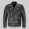Lederjacke Herren schwarz tailliert mit asymmetrischem Reißverschluss - 1 - Atelier-Zofia