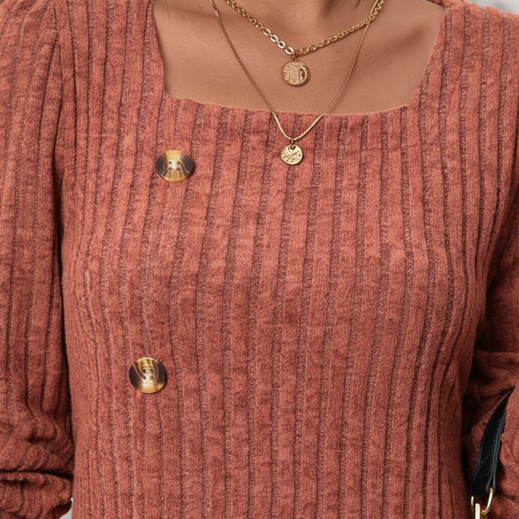 Pullover Damen rot figurbetont mit quadratischem Ausschnitt - 3 - Atelier-Zofia