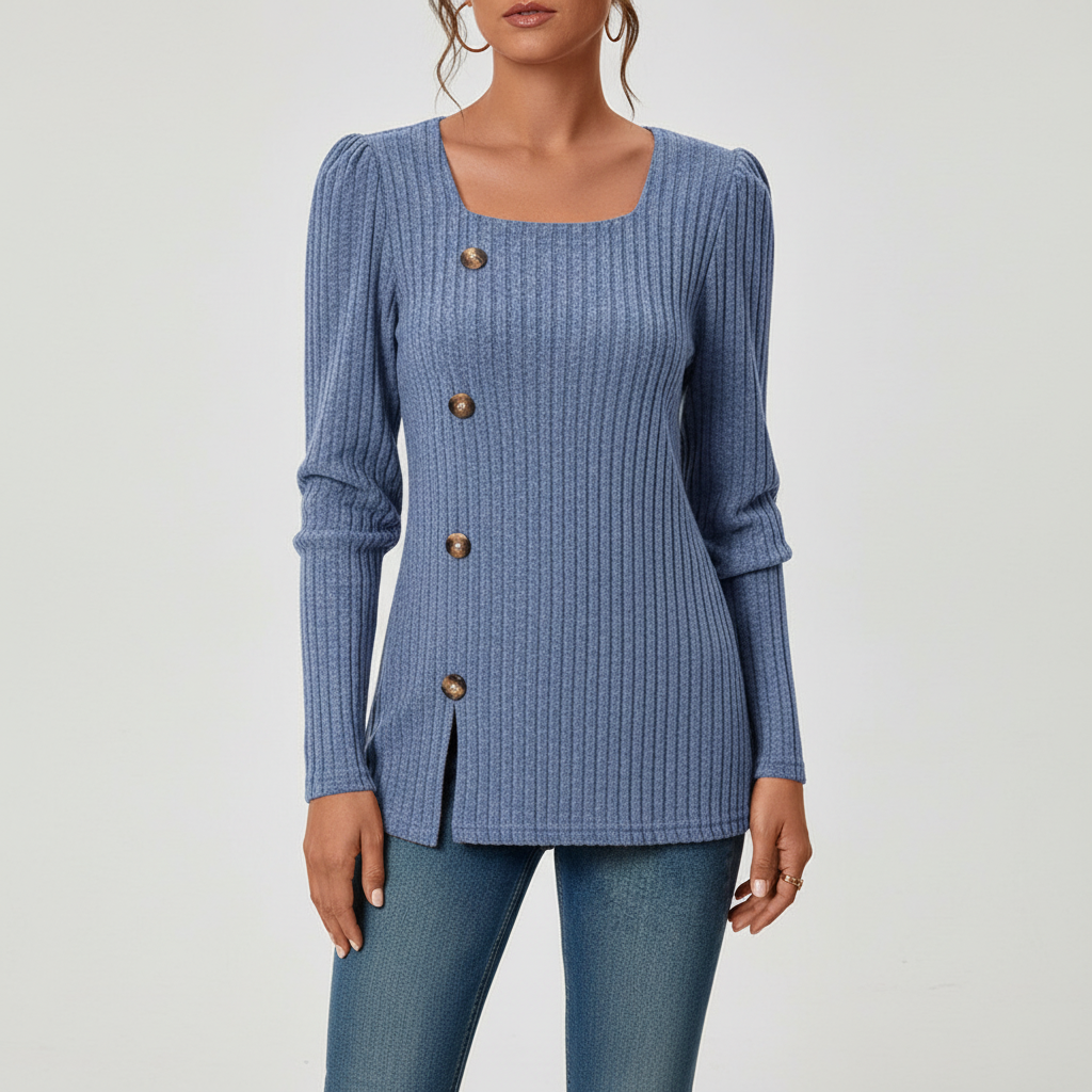 Pullover Damen rot figurbetont mit quadratischem Ausschnitt - 5 - Atelier-Zofia