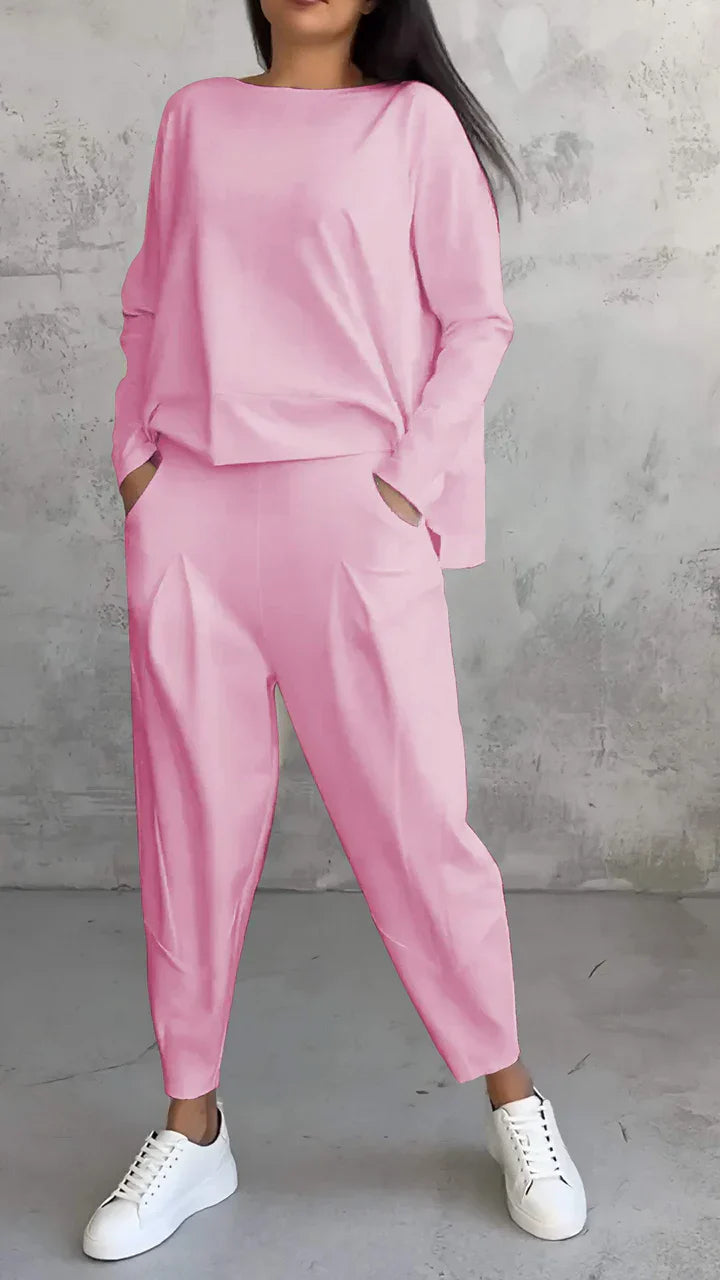 Outfit Damen weiß tailliert mit langen Ärmeln und praktischen Taschen - 8 - Atelier-Zofia