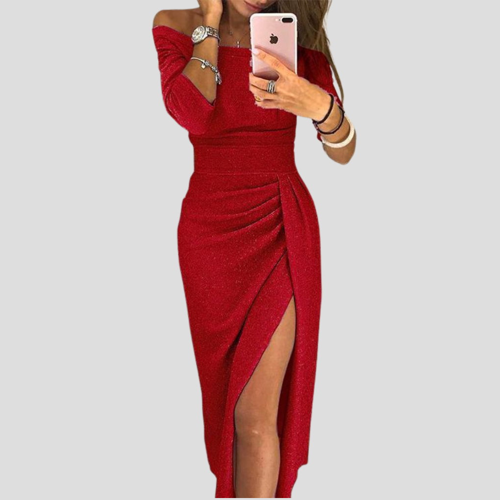 Maxikleid Damen schwarz figurbetont mit seitlichem Schlitz - 3 - Atelier-Zofia