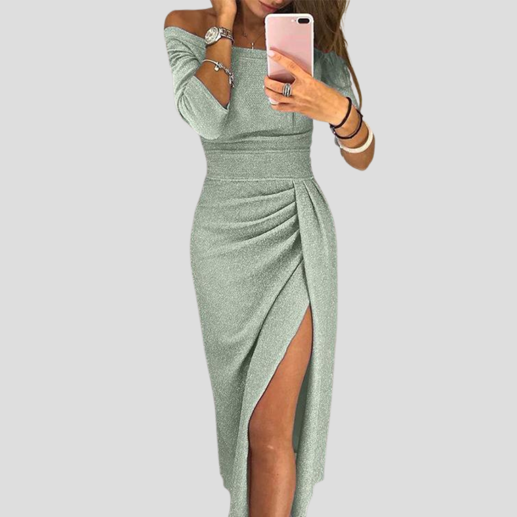 Maxikleid Damen schwarz figurbetont mit seitlichem Schlitz - 6 - Atelier-Zofia
