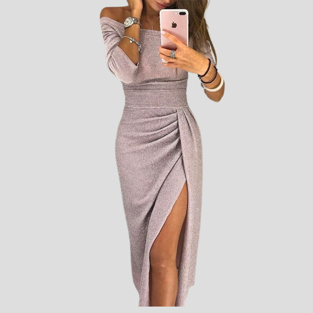 Maxikleid Damen schwarz figurbetont mit seitlichem Schlitz - 7 - Atelier-Zofia