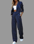 Outfit Damen grau tailliert mit Streifen und cropped Blazer - 1 - Atelier-Zofia