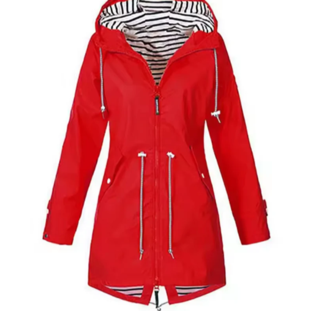Damenjacke rot figurbetont mit verstellbarer Kapuze - 3 - Atelier-Zofia