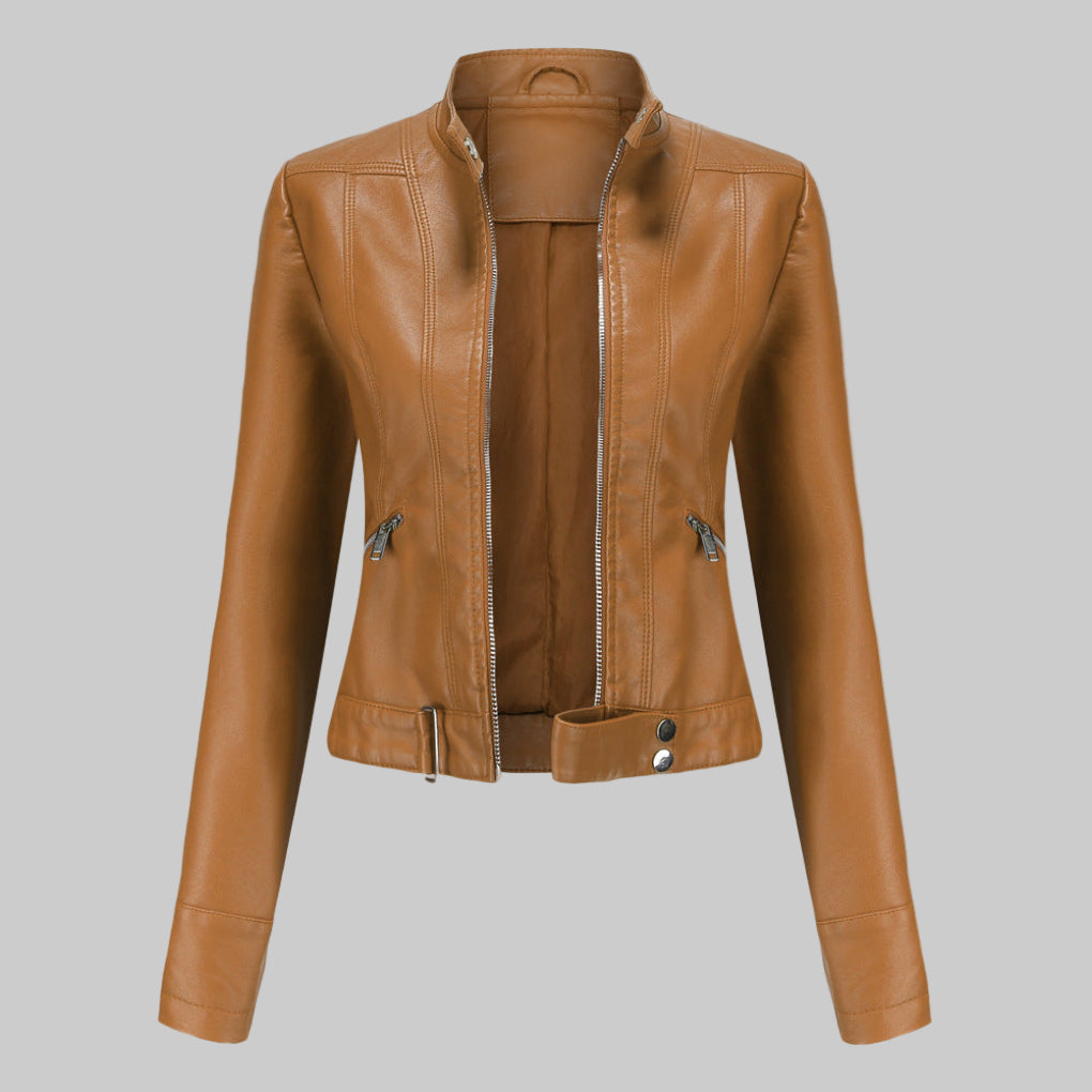 Damenjacke schwarz figurbetont mit Stehkragen und Reißverschluss - 2 - Atelier-Zofia