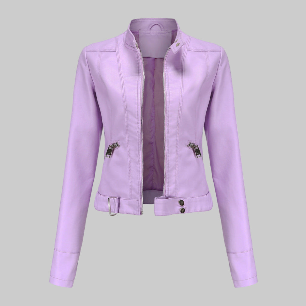 Damenjacke schwarz figurbetont mit Stehkragen und Reißverschluss - 4 - Atelier-Zofia