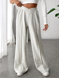 Hose Damen beige weit geschnitten mit elastischem Bund - 1 - Atelier-Zofia