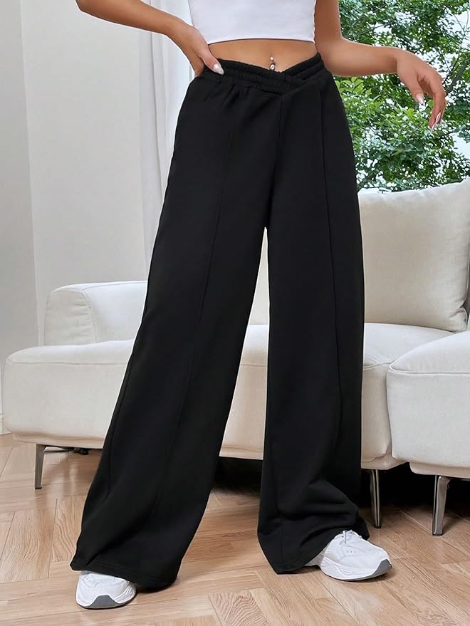 Hose Damen beige weit geschnitten mit elastischem Bund - 2 - Atelier-Zofia