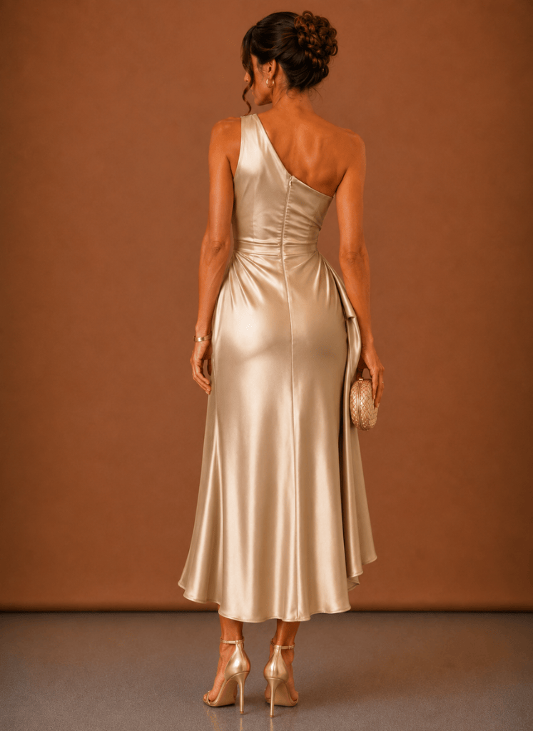 Abendkleid Damen himmelblau figurbetont mit asymmetrischem Ausschnitt - 6 - Atelier-Zofia