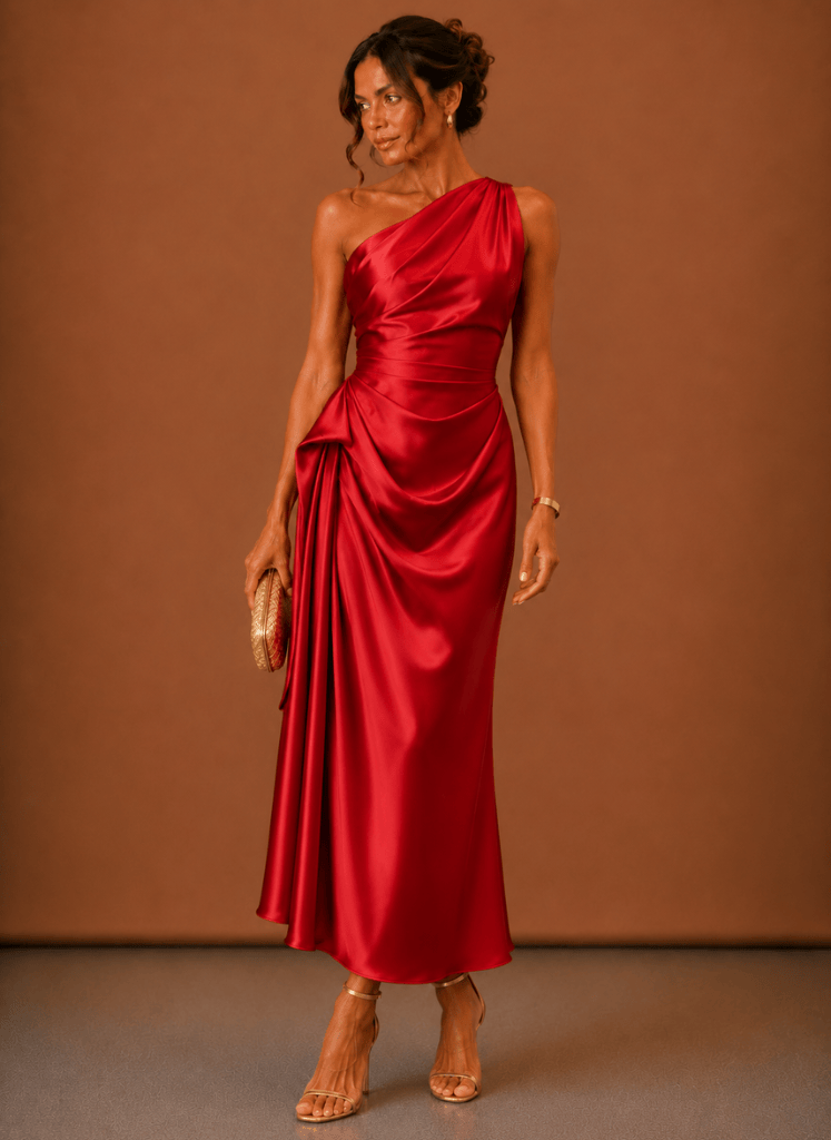 Abendkleid Damen himmelblau figurbetont mit asymmetrischem Ausschnitt - 8 - Atelier-Zofia