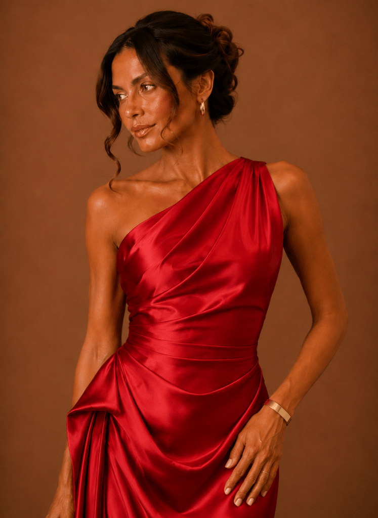 Abendkleid Damen himmelblau figurbetont mit asymmetrischem Ausschnitt - 9 - Atelier-Zofia