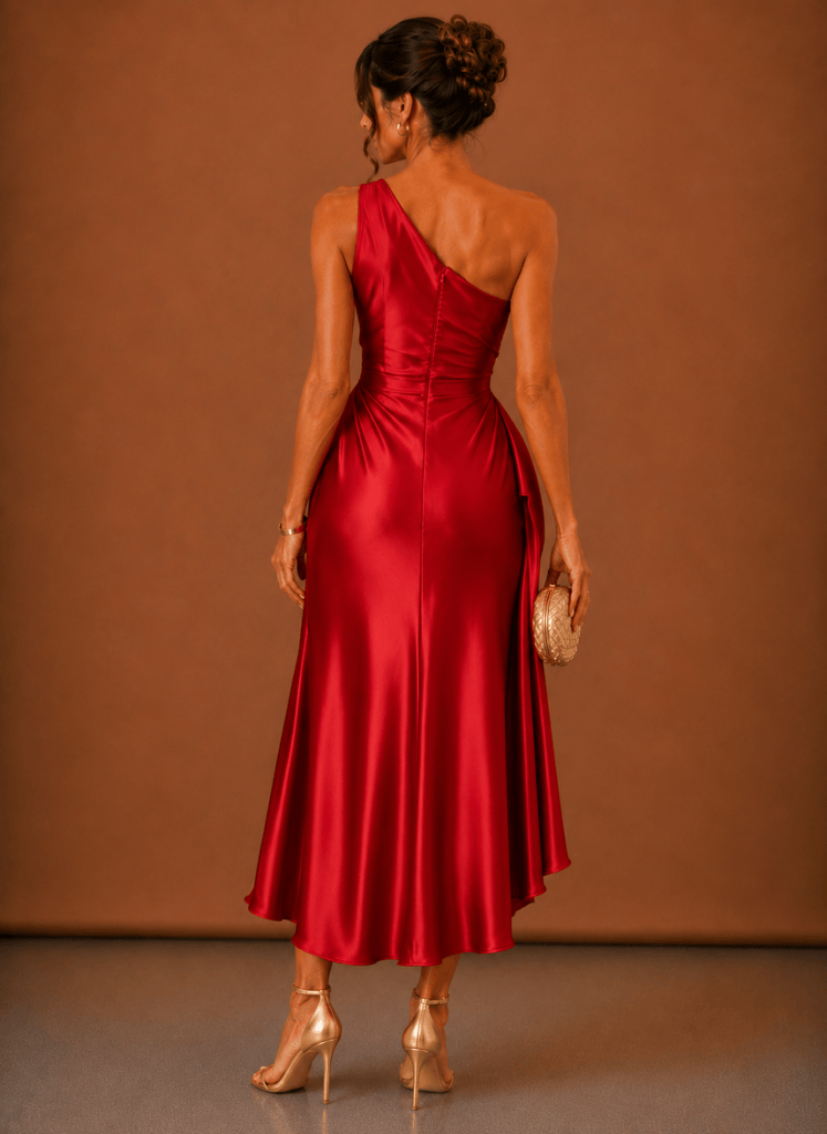 Abendkleid Damen himmelblau figurbetont mit asymmetrischem Ausschnitt - 10 - Atelier-Zofia