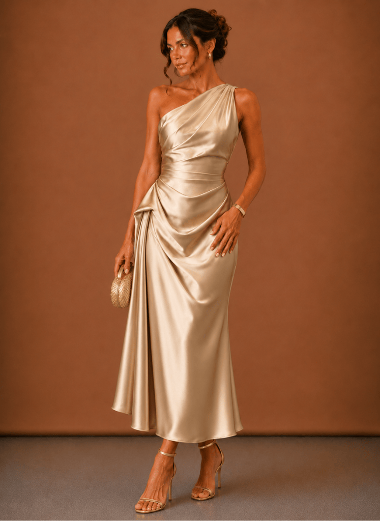 Abendkleid Damen himmelblau figurbetont mit asymmetrischem Ausschnitt - 12 - Atelier-Zofia