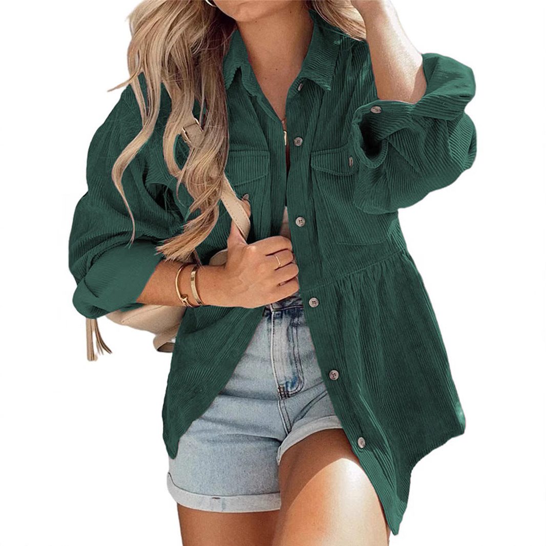 Bluse Damen burgunderrot tailliert mit Knopfleiste und Taschen - 5 - Atelier-Zofia