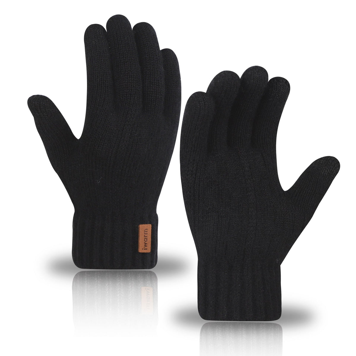 Damen Handschuhe schwarz mit Touchscreen-Funktion und gemütlichem Design - 3 - Atelier-Zofia