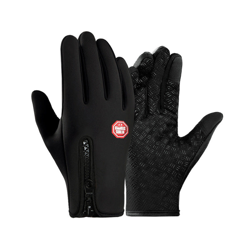 Herren Handschuhe blau mit rutschfestem Grip und Reißverschluss - 2 - Atelier-Zofia
