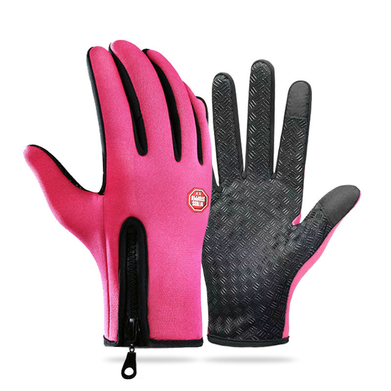 Herren Handschuhe blau mit rutschfestem Grip und Reißverschluss - 4 - Atelier-Zofia
