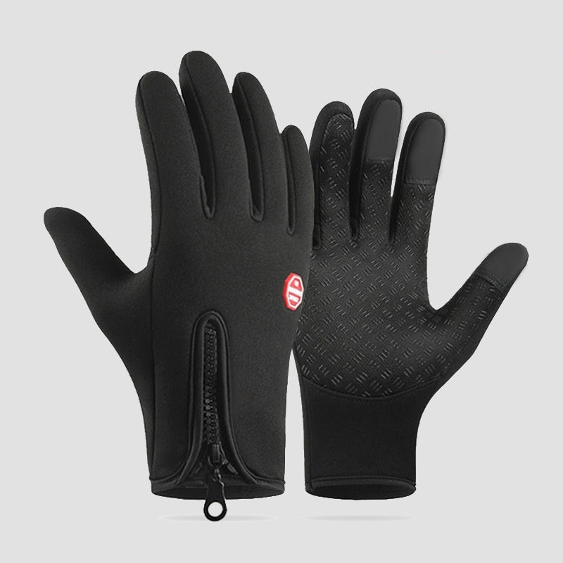 Herren Handschuhe blau mit rutschfestem Grip und Reißverschluss - 5 - Atelier-Zofia