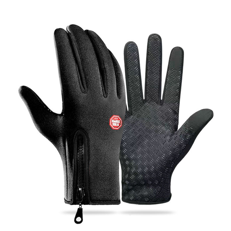 Herren Handschuhe blau mit rutschfestem Grip und Reißverschluss - 6 - Atelier-Zofia