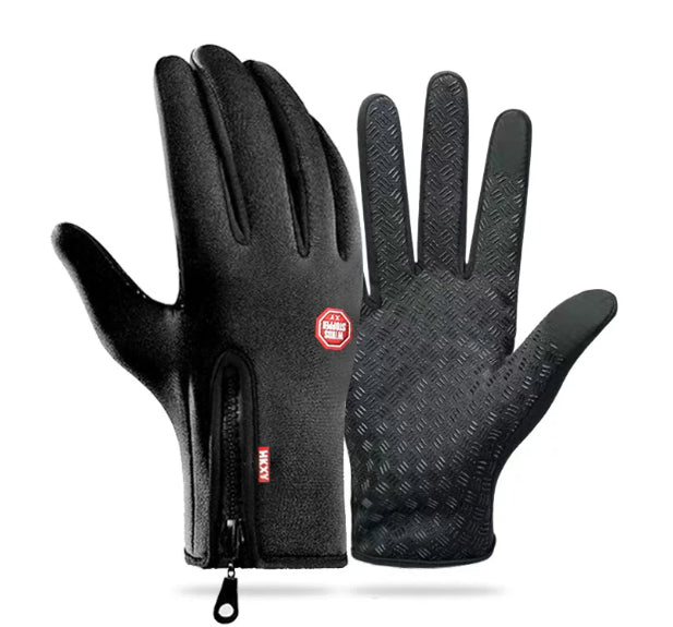 Herren Handschuhe blau mit rutschfestem Grip und Reißverschluss - 7 - Atelier-Zofia