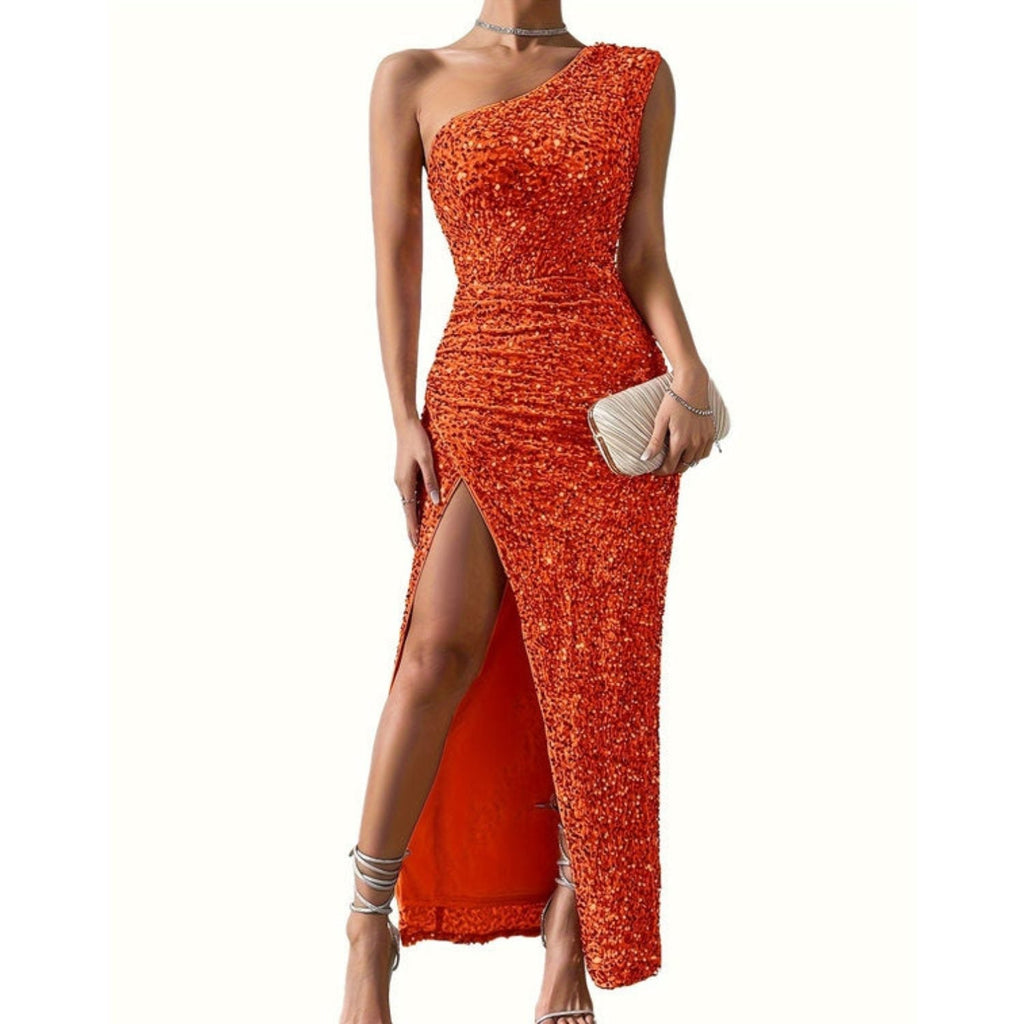 Maxikleid Damen schwarz figurbetont mit asymmetrischem Ausschnitt - 4 - Atelier-Zofia