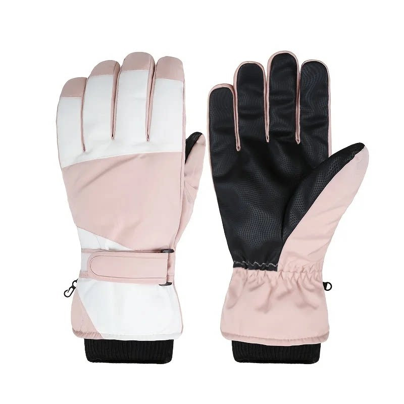 Damenhandschuhe rosa mit elastischem Bündchen und winddichtem Design - 1 - Atelier-Zofia