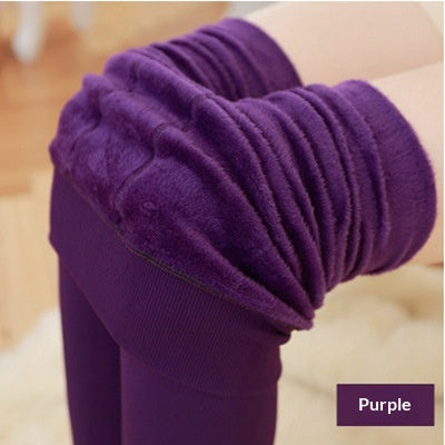 Leggings Damen schwarz figurbetont mit hohem Bund und Fleece-Futter - 6 - Atelier-Zofia