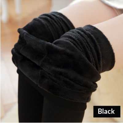 Leggings Damen schwarz figurbetont mit hohem Bund und Fleece-Futter - 8 - Atelier-Zofia