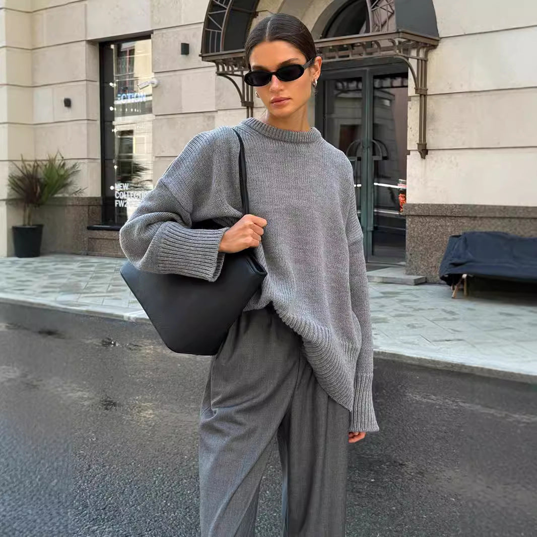 Pullover Damen weiß oversize mit langen Ärmeln - 1 - Atelier-Zofia