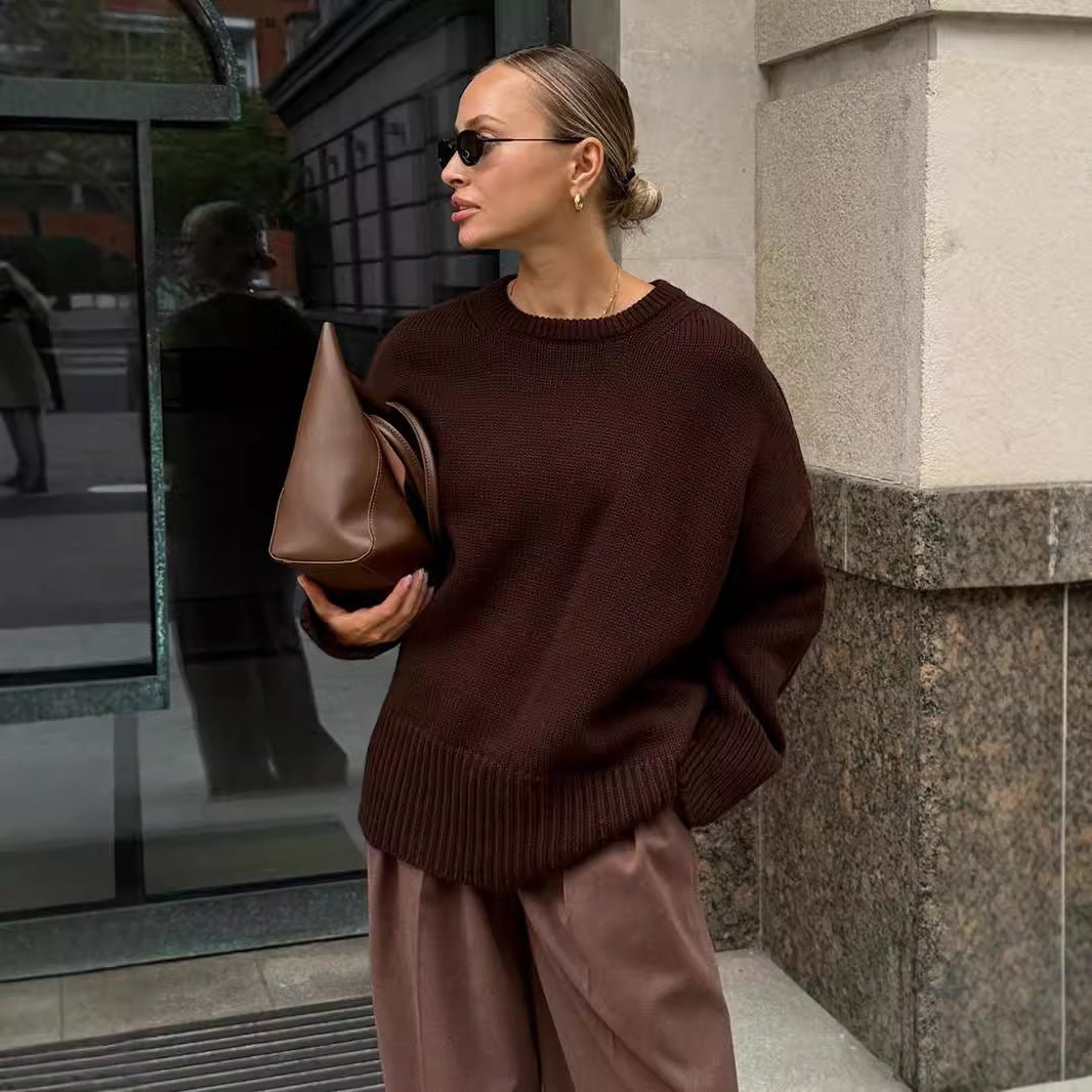 Pullover Damen weiß oversize mit langen Ärmeln - 2 - Atelier-Zofia