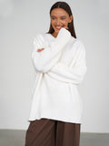 Pullover Damen weiß oversize mit langen Ärmeln - 6 - Atelier-Zofia