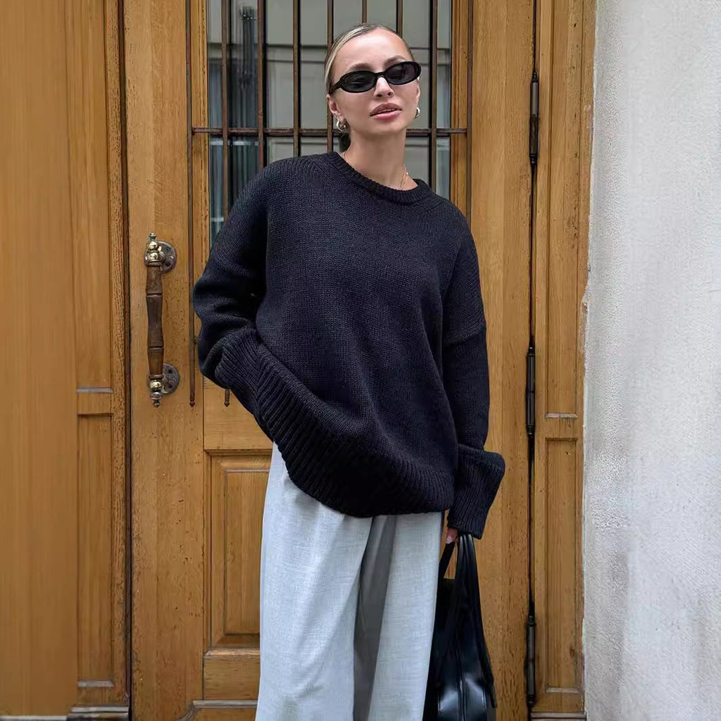Pullover Damen weiß oversize mit langen Ärmeln - 7 - Atelier-Zofia