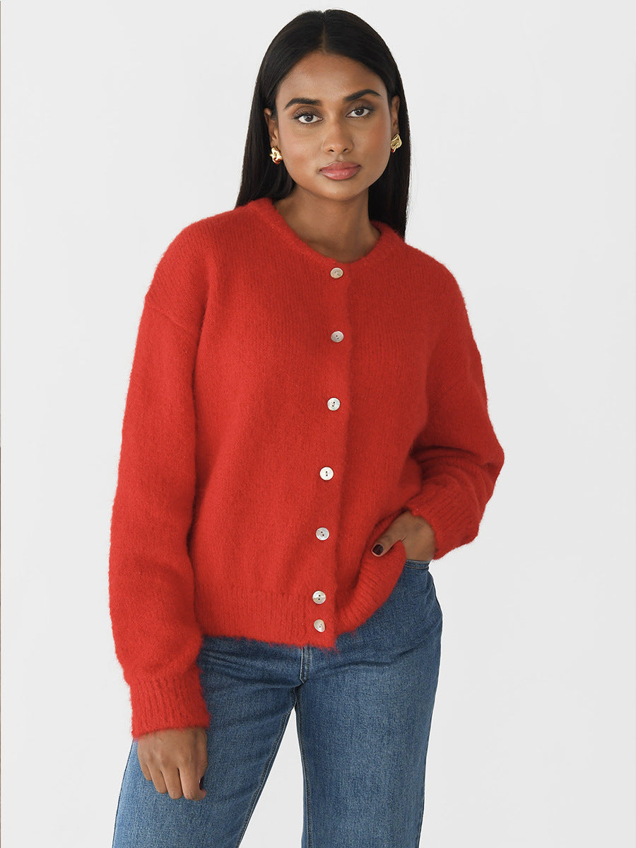 Cardigan Damen grau oversized mit Knopfdetails - 6 - Atelier-Zofia
