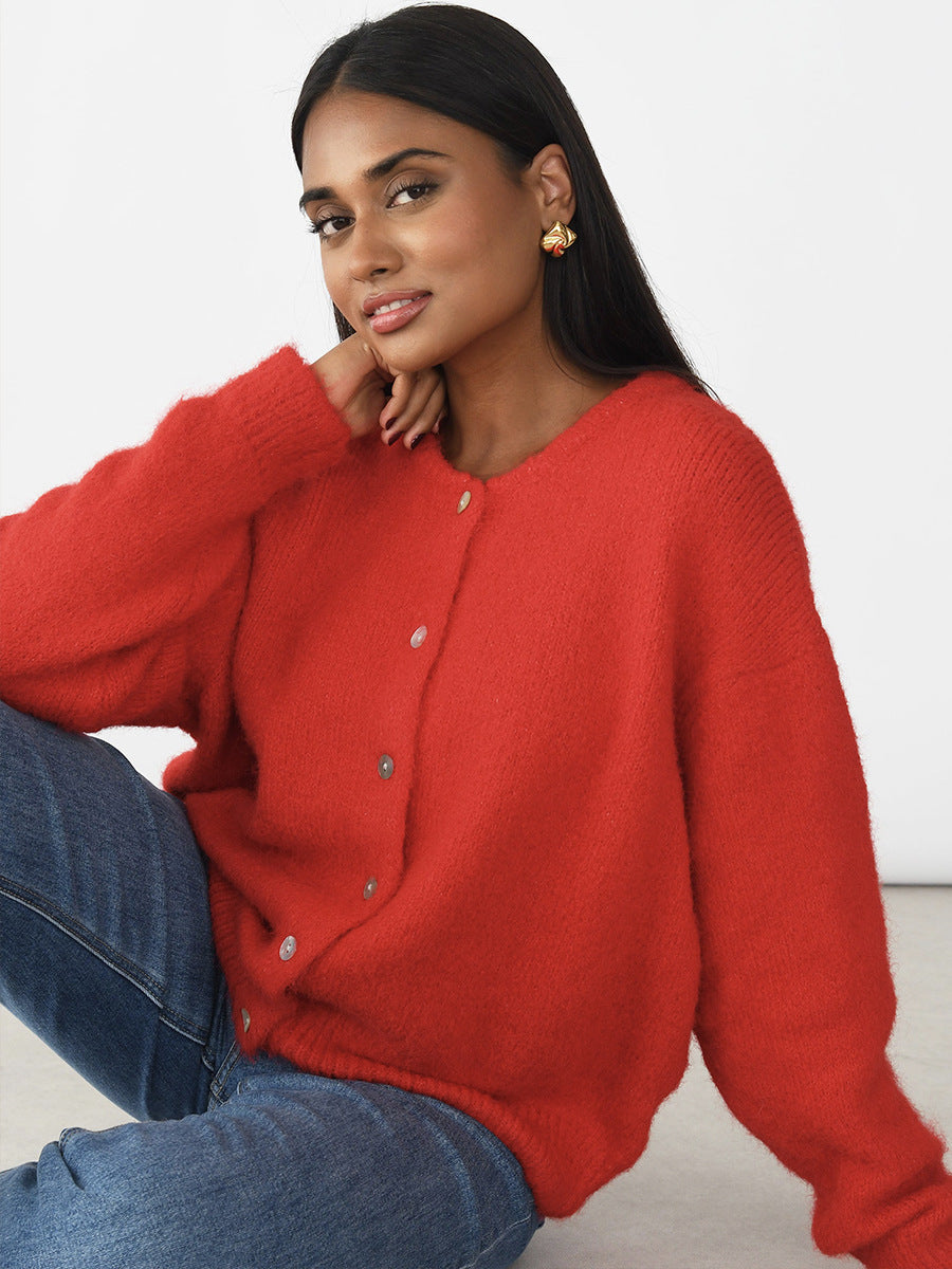 Cardigan Damen grau oversized mit Knopfdetails - 9 - Atelier-Zofia