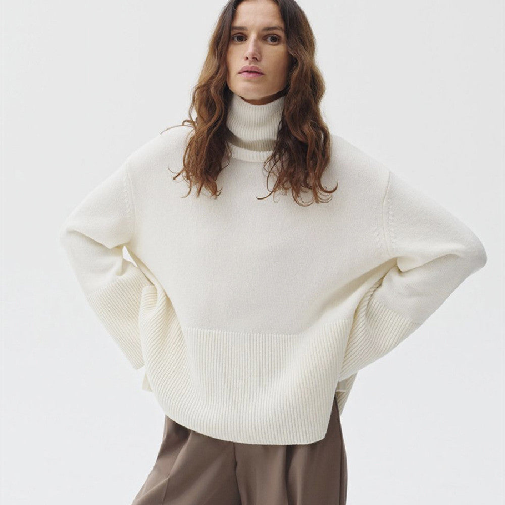 Pullover Damen mint hochtailliert mit Stehkragen - 4 - Atelier-Zofia