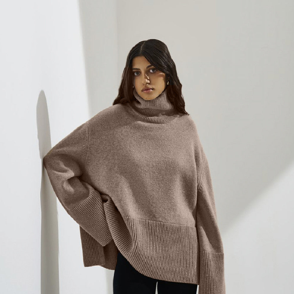 Pullover Damen mint hochtailliert mit Stehkragen - 6 - Atelier-Zofia