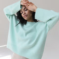 Pullover Damen blau weit mit Rundhalsausschnitt - 4 - Atelier-Zofia