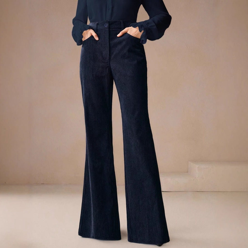 Hose Damen schwarz hochtailliert mit weitem Schnitt - 1 - Atelier-Zofia