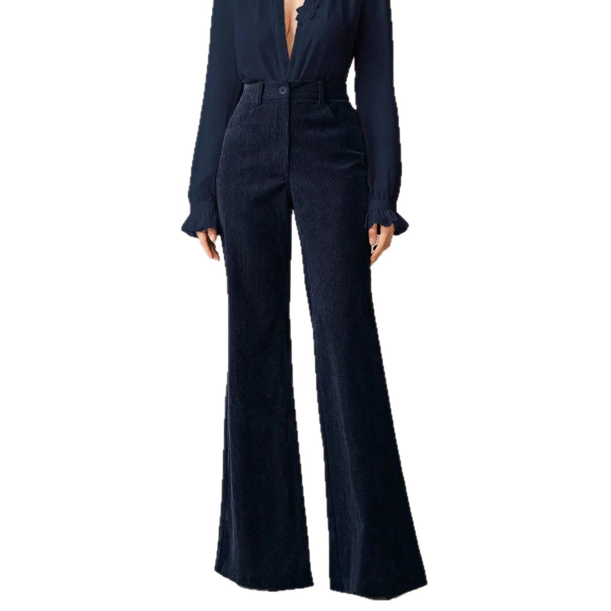 Hose Damen schwarz hochtailliert mit weitem Schnitt - 5 - Atelier-Zofia