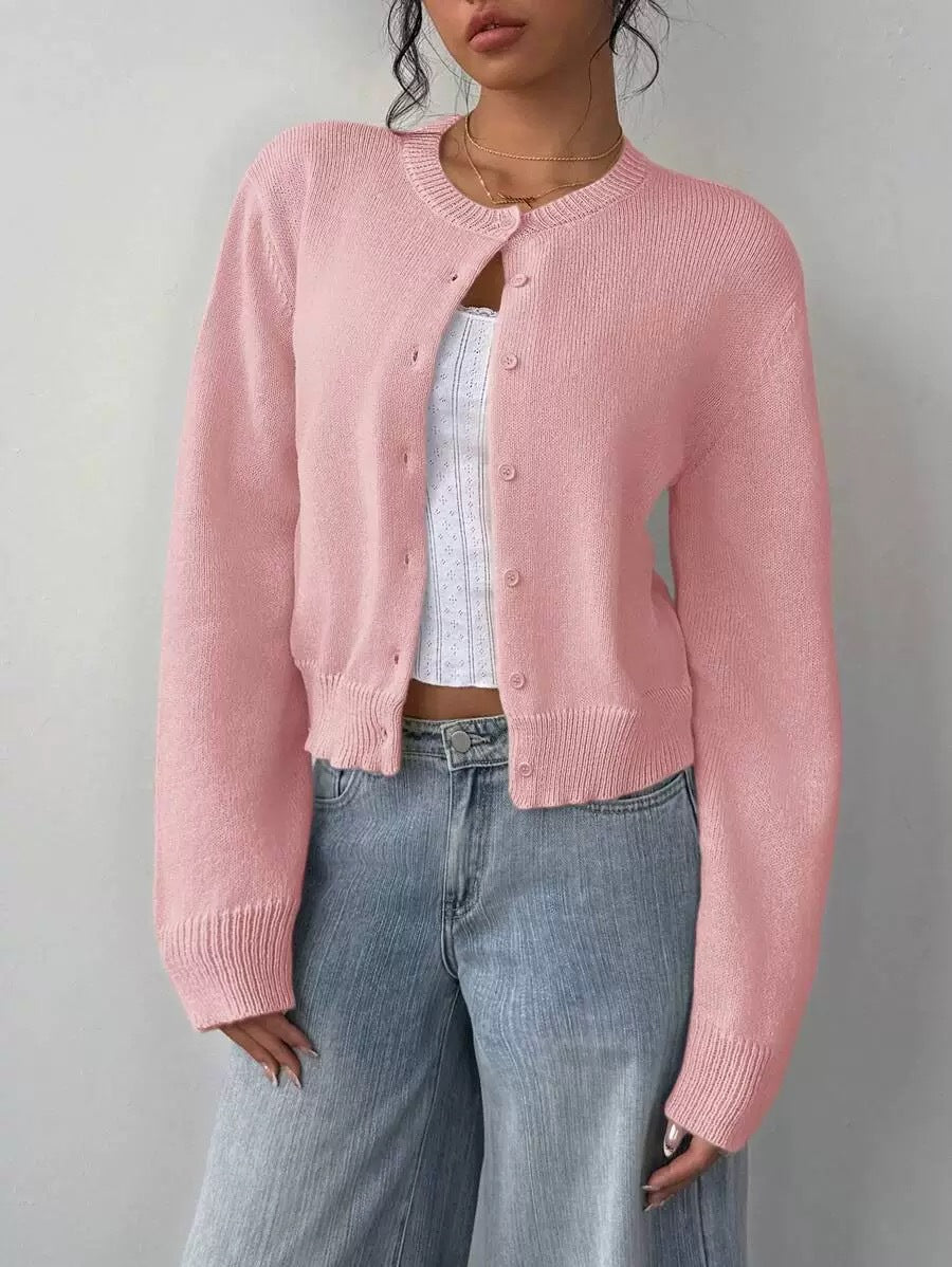 Cardigan Damen schwarz tailliert mit Rundhalsausschnitt - 5 - Atelier-Zofia