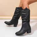 Stiefel Damen schwarz figurbetont mit Blockabsatz - 5 - Atelier-Zofia