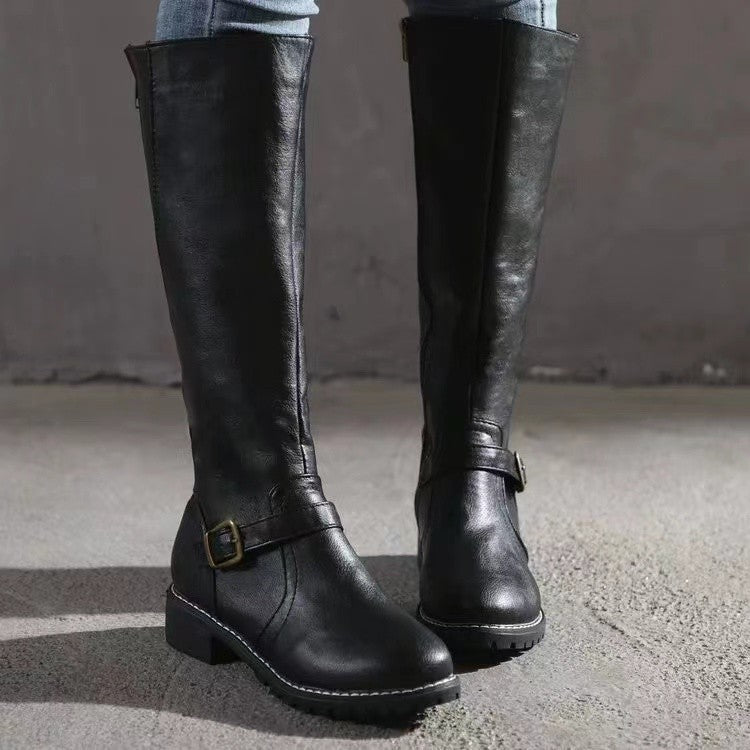 Stiefel Damen schwarz hoch geschnitten mit Blockabsatz - 4 - Atelier-Zofia
