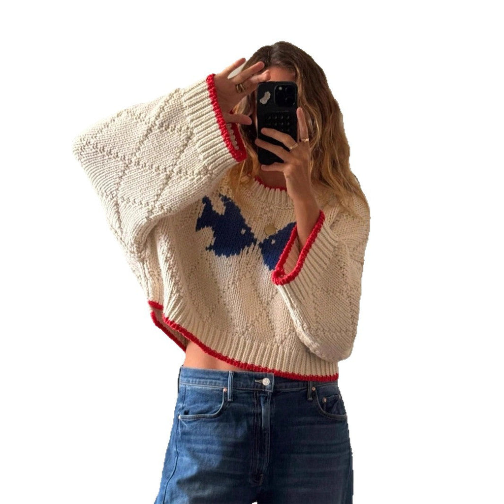Pullover Damen beige oversized mit tierischem Design - 8 - Atelier-Zofia