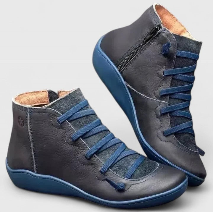 Damen Schuhe braun mit Schnürung und Reißverschluss - 2 - Atelier-Zofia