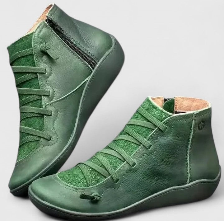 Damen Schuhe braun mit Schnürung und Reißverschluss - 3 - Atelier-Zofia