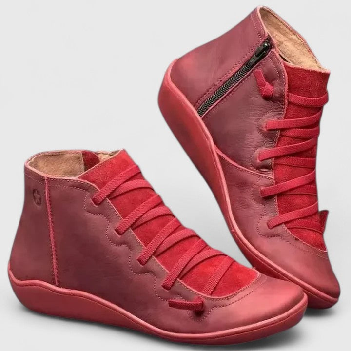 Damen Schuhe braun mit Schnürung und Reißverschluss - 4 - Atelier-Zofia