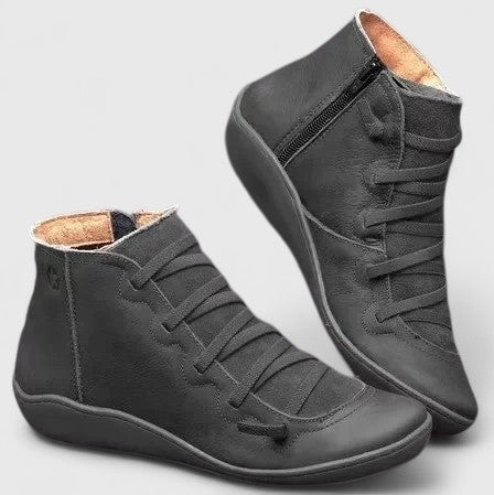Damen Schuhe braun mit Schnürung und Reißverschluss - 5 - Atelier-Zofia