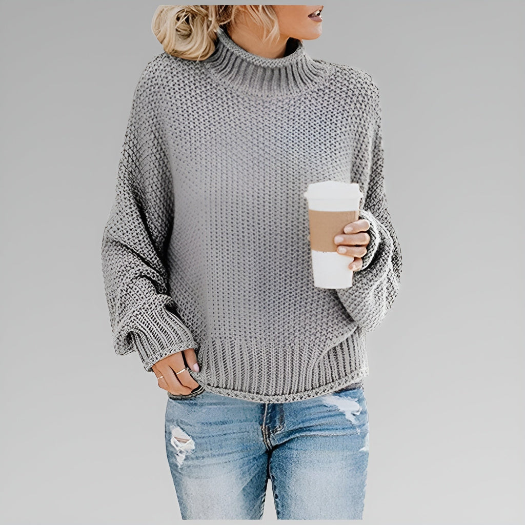 Pullover Damen orange lässig mit Stehkragen - 3 - Atelier-Zofia