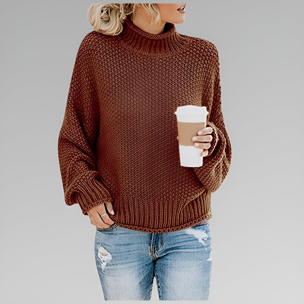 Pullover Damen orange lässig mit Stehkragen - 5 - Atelier-Zofia